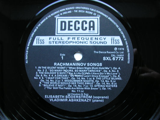 RACHMANINOV: SONGS Volume 2 ELISABETH SODERSTROM / VLADIMIR ASHKENAZY SXL 6772 SXL 6718
