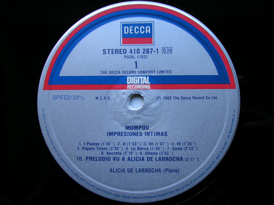 MOMPOU: PIANO MUSIC ALICIA DE LARROCHA 410 287