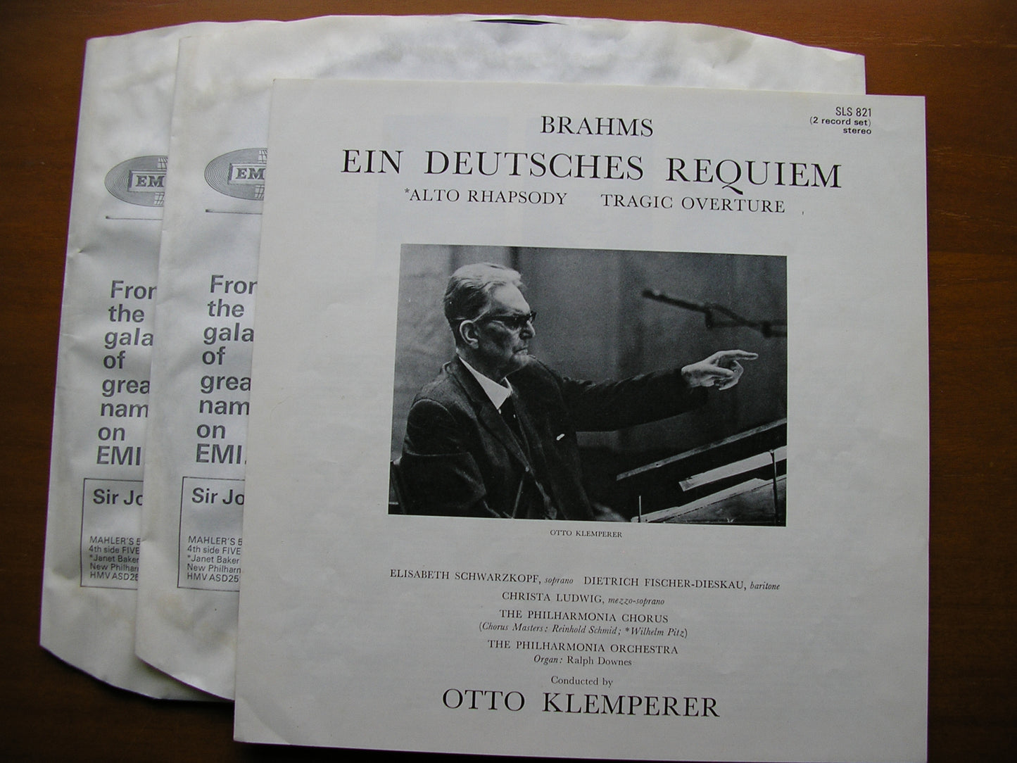 BRAHMS: REQUIEM / ALTO RHAPSODY / TRAGIC OVERTURE SOLOISTS / PHILHARMONIA / KLEMPERER 2LP SLS 821