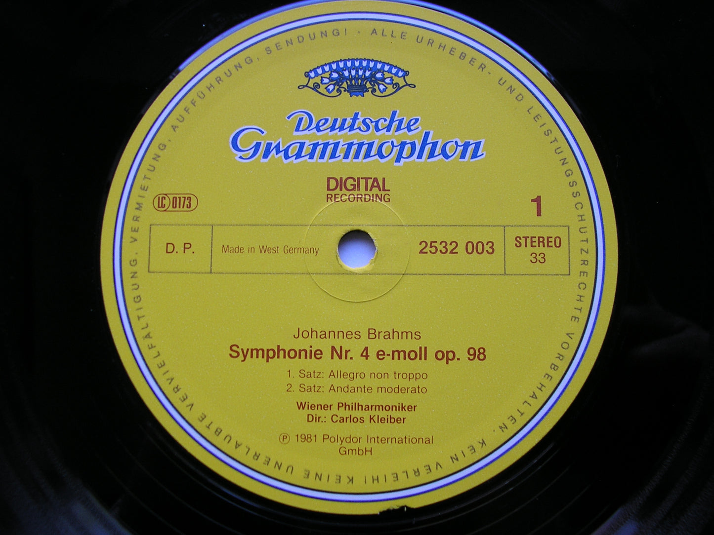 BRAHMS: SYMPHONY No. 4 KLEIBER / VIENNA PHILHARMONIC 2532 003