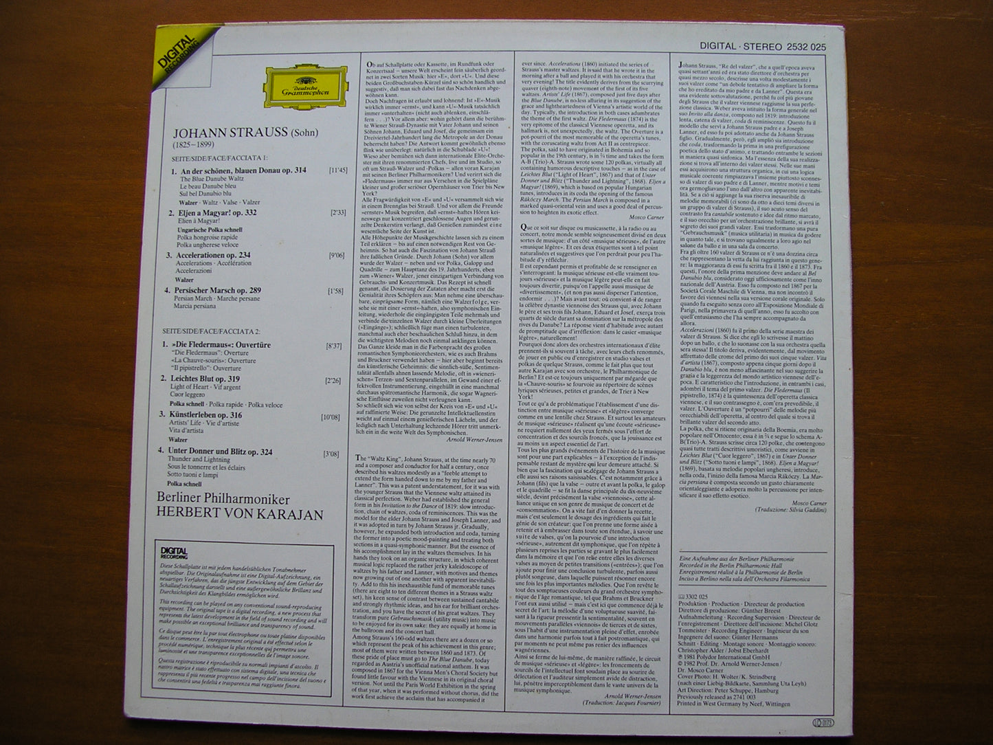 JOHANN STRAUSS: THE BLUE DANUBE KARAJAN / BERLIN PHILHARMONIC 2532 025