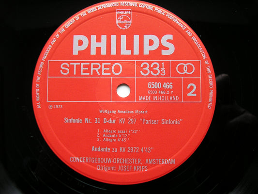 MOZART: SYMPHONIES Nos. 31 'Paris' & 38 'Prague' KRIPS / CONCERTGEBOUW ORCHESTRA 6500 466
