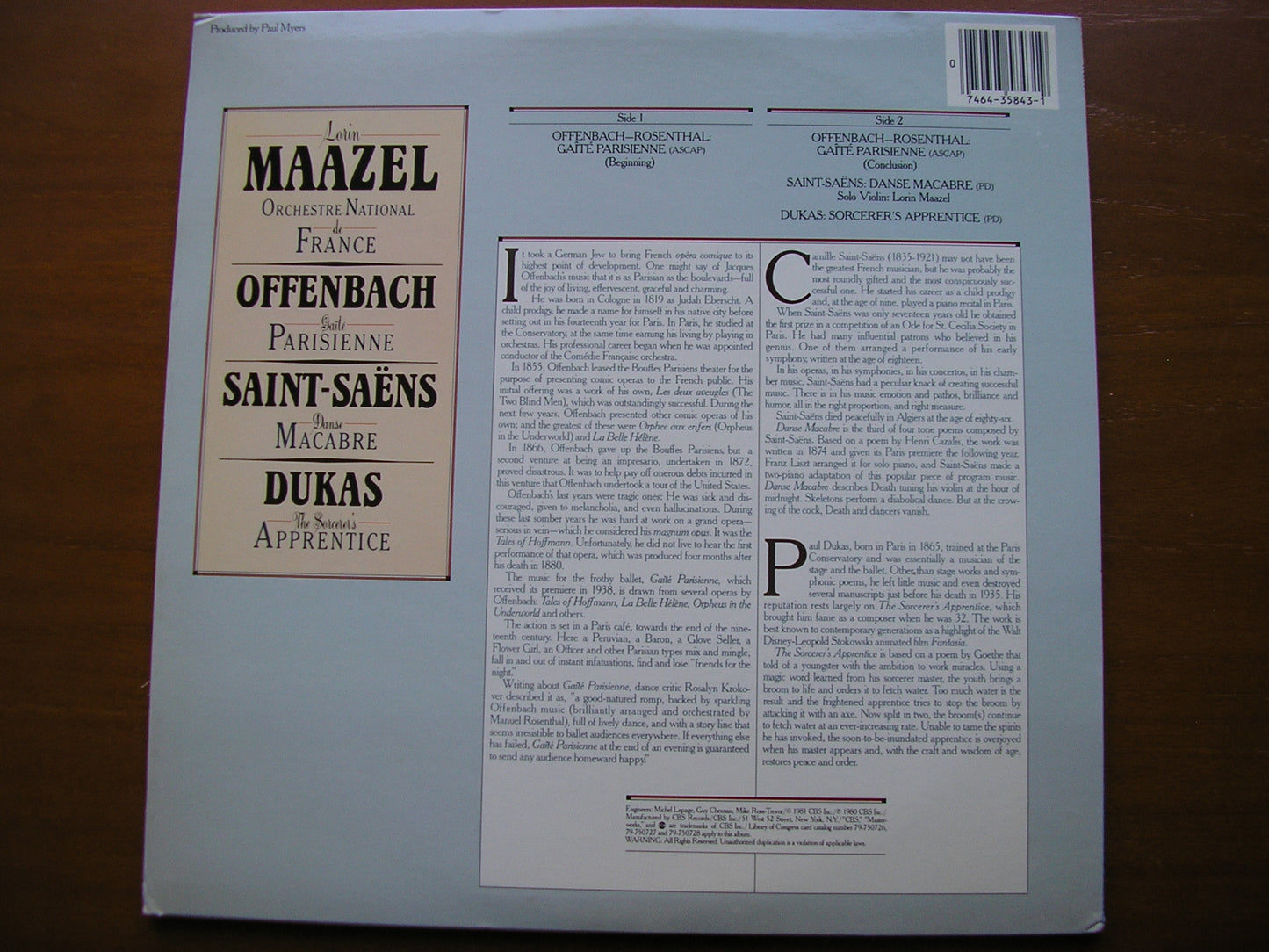 OFFENBACH: GAITE PARISIENNE / SAINT-SAENS: DANSE MACABRE / DUKAS: L'APPRENTI SORCIER       MAAZEL / FRENCH NATIONAL ORCHESTRA        M 35843