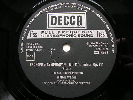 PROKOFIEV: SYMPHONY No. 6 WELLER / LONDON PHILHARMONIC SXL 6777