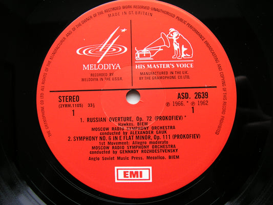 PROKOFIEV: SYMPHONY No. 6 / RUSSIAN OVERTURE ROZHDESTVENSKY / MOSCOW RADIO SYMPHONY ASD 2639