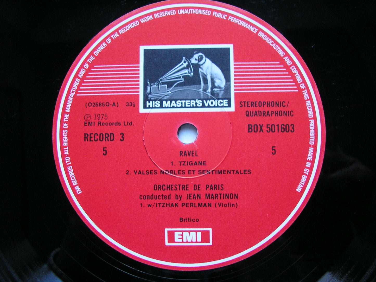 RAVEL: ORCHESTRAL MUSIC CICCOLINI / PERLMAN / ORCHESTRE DE PARIS / MARTINON 5LP SLS 5016
