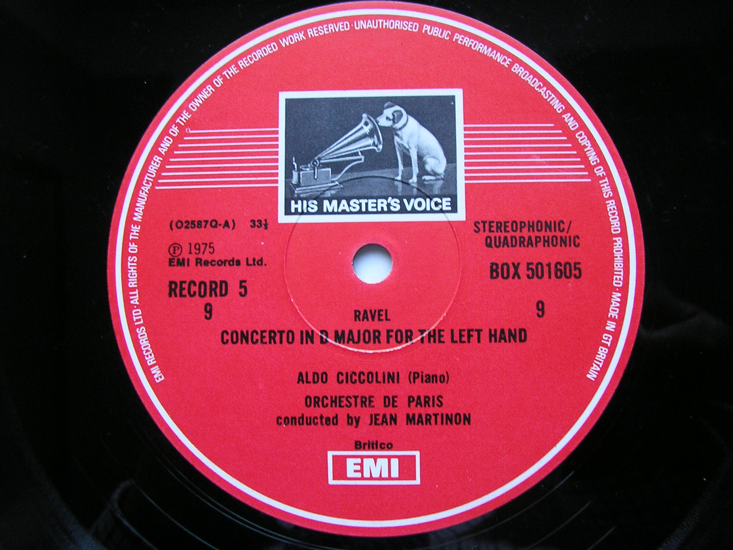RAVEL: ORCHESTRAL MUSIC CICCOLINI / PERLMAN / ORCHESTRE DE PARIS / MARTINON 5LP SLS 5016