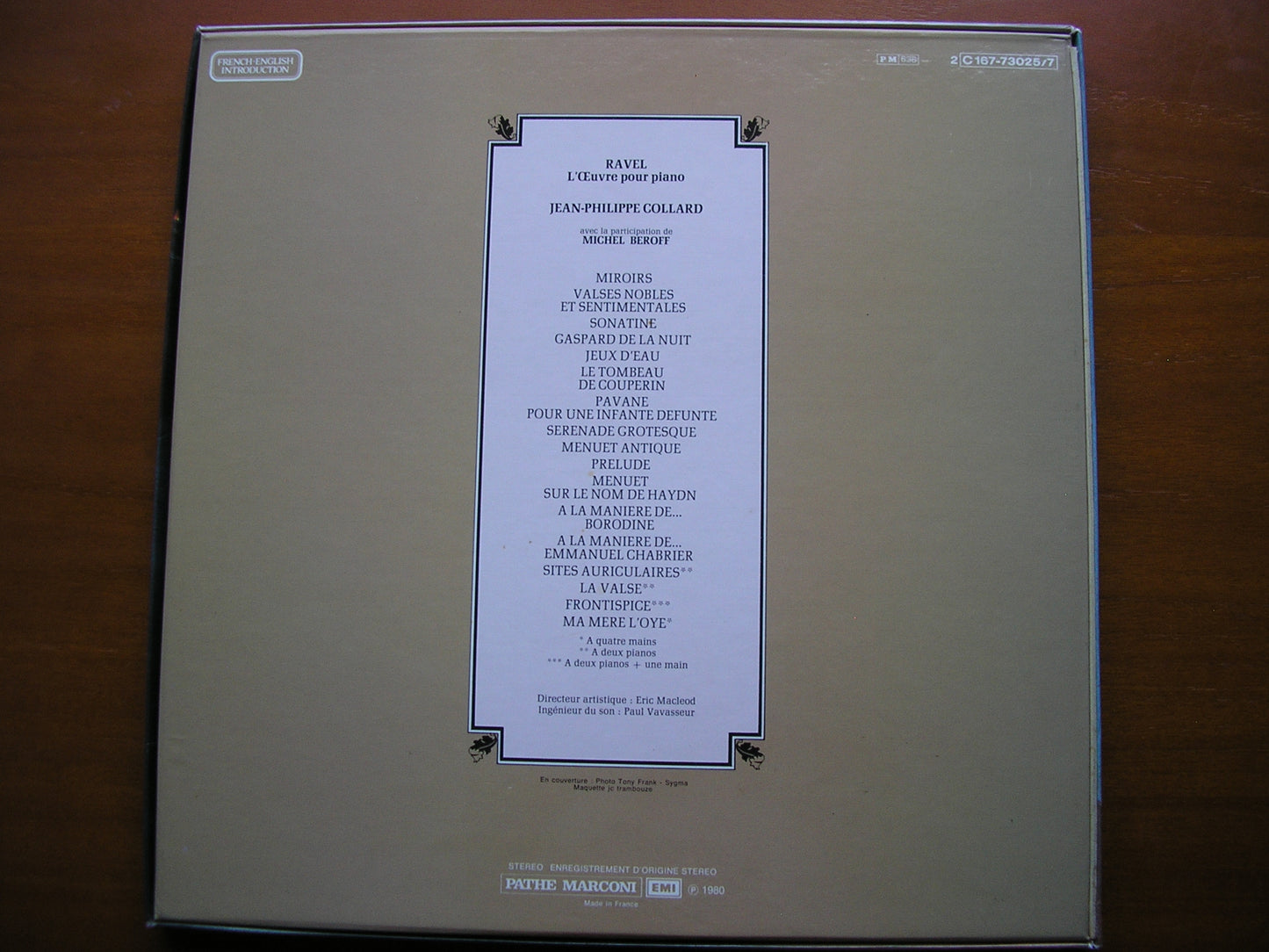 RAVEL: THE PIANO WORKS COLLARD / BEROFF 3LP 167-73025/7