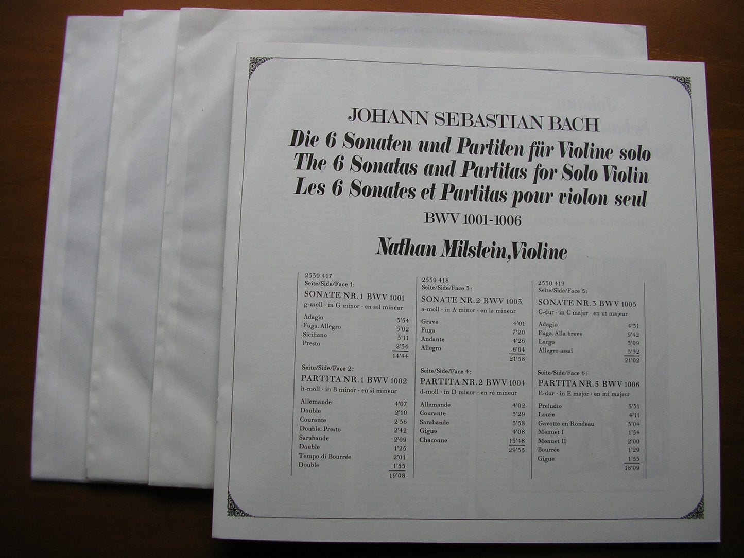 BACH: UNACCOMPANIED SONATAS & PARTITAS       NATHAN MILSTEIN      3LP       2709 047