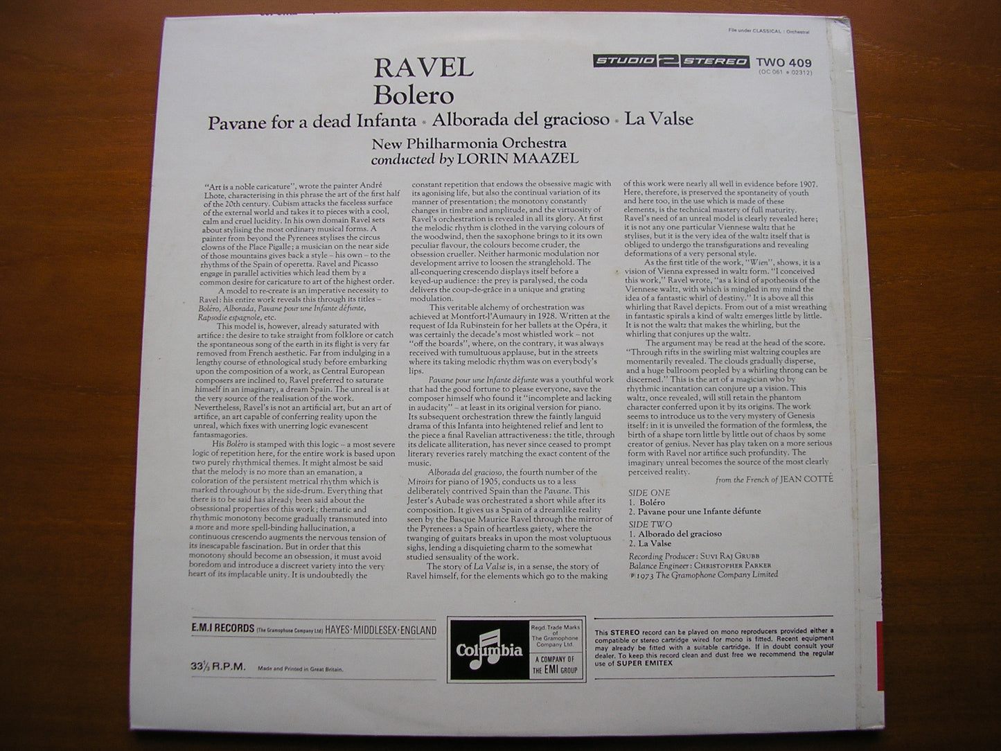 RAVEL: BOLERO / LA VALSE / PAVANE / ALBORADA DEL GRACIOSO MAAZEL / NEW PHILHARMONIA TWO 409