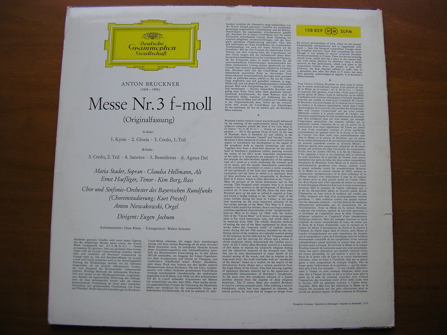 BRUCKNER: MASS No. 3 SOLOISTS / BAVARIAN RADIO SYMPHONY / JOCHUM 138 829