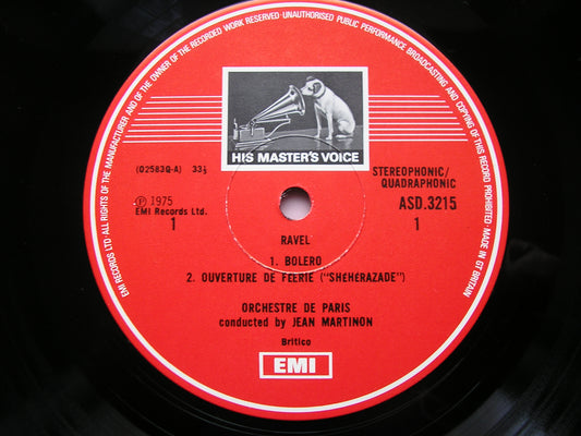 RAVEL: BOLERO / LA VALSE / RAPSODIE ESPAGNOLE      MARTINON / ORCHESTRE DE PARIS     ASD 3215