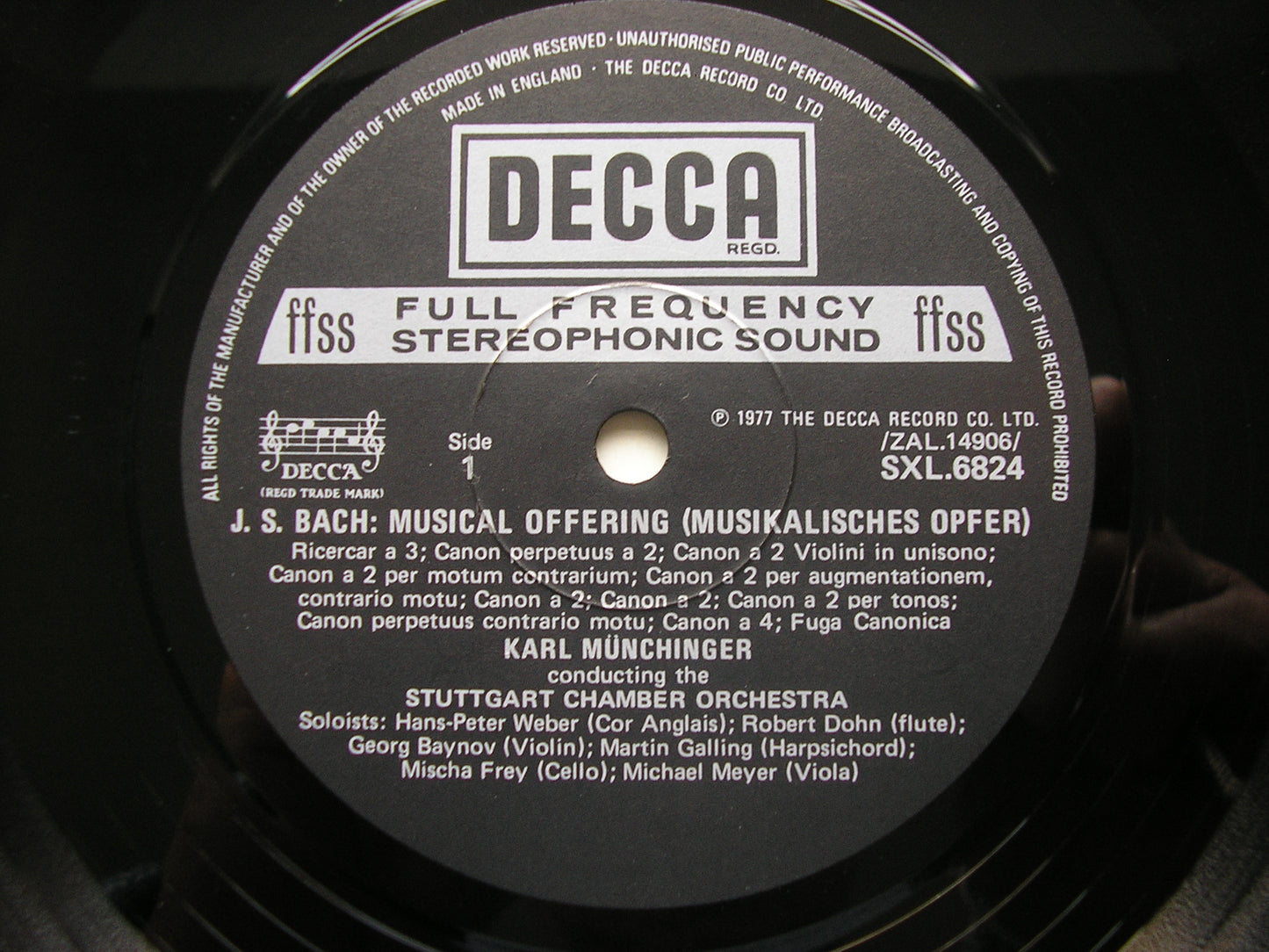 SXL 6824  BACH: MUSICAL OFFERING     MUNCHINGER / STUTTGART CHAMBER ORCHESTRA