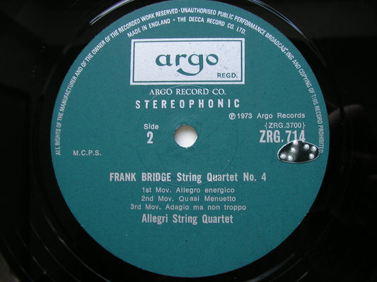 BRIDGE: STRING QUARTETS Nos. 3 & 4        ALLEGRI STRING QUARTET      ZRG 714