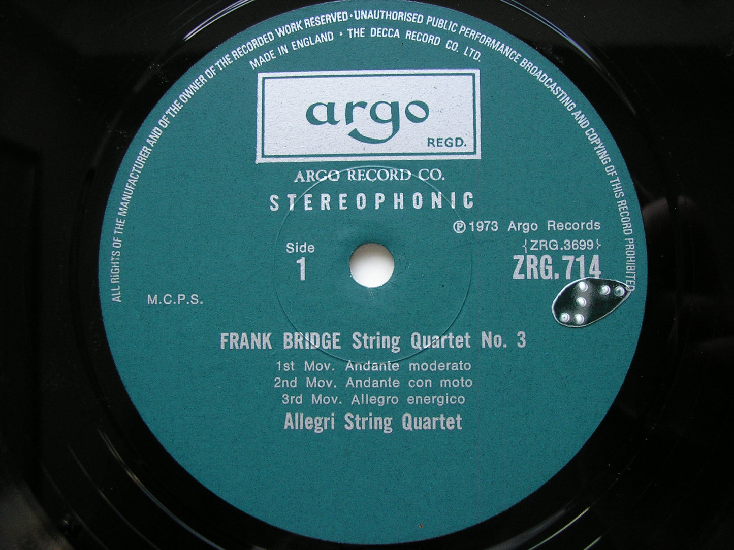 BRIDGE: STRING QUARTETS Nos. 3 & 4        ALLEGRI STRING QUARTET      ZRG 714