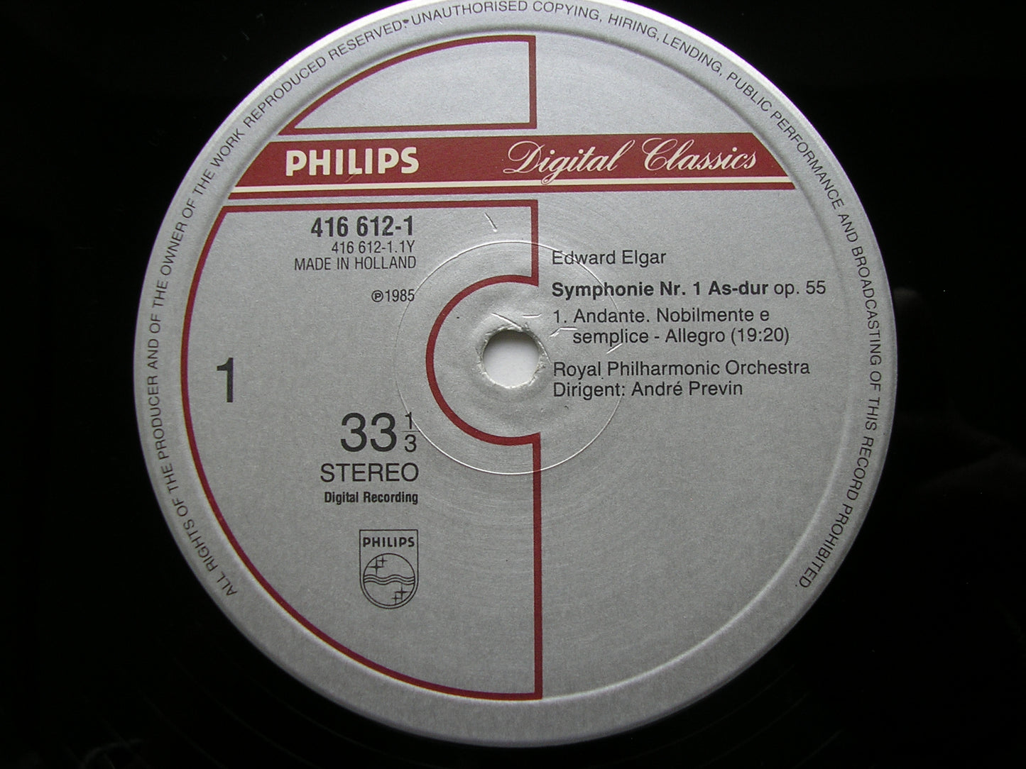 ELGAR: SYMPHONY No. 1 PREVIN / ROYAL PHILHARMONIC ORCHESTRA 416 612
