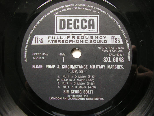 ELGAR: POMP & CIRCUMSTANCE MARCHES 1 - 5 / OVERTURE COCKAIGNE      SOLTI / LONDON PHILHARMONIC      SXL 6848