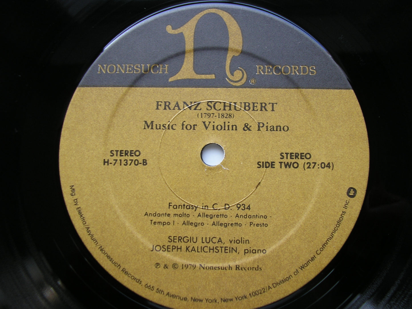 SCHUBERT: MUSIC FOR VIOLIN & PIANO     SERGIU LUCA / JOSEPH KALICHSTEIN      H-71370