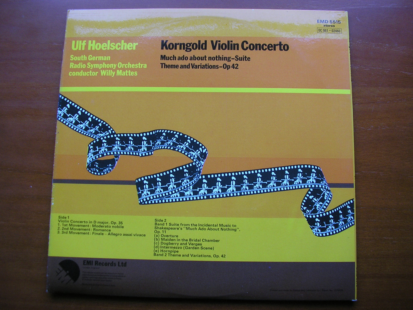 KORNGOLD: VIOLIN CONCERTO / MUCH ADO ABOUT NOTHING Suite / THEME & VARIATIONS Op. 42       HOELSCHER / SGRSO / MATTES      EMD 5515