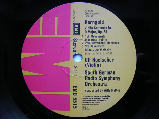 KORNGOLD: VIOLIN CONCERTO / MUCH ADO ABOUT NOTHING Suite / THEME & VARIATIONS Op. 42       HOELSCHER / SGRSO / MATTES      EMD 5515