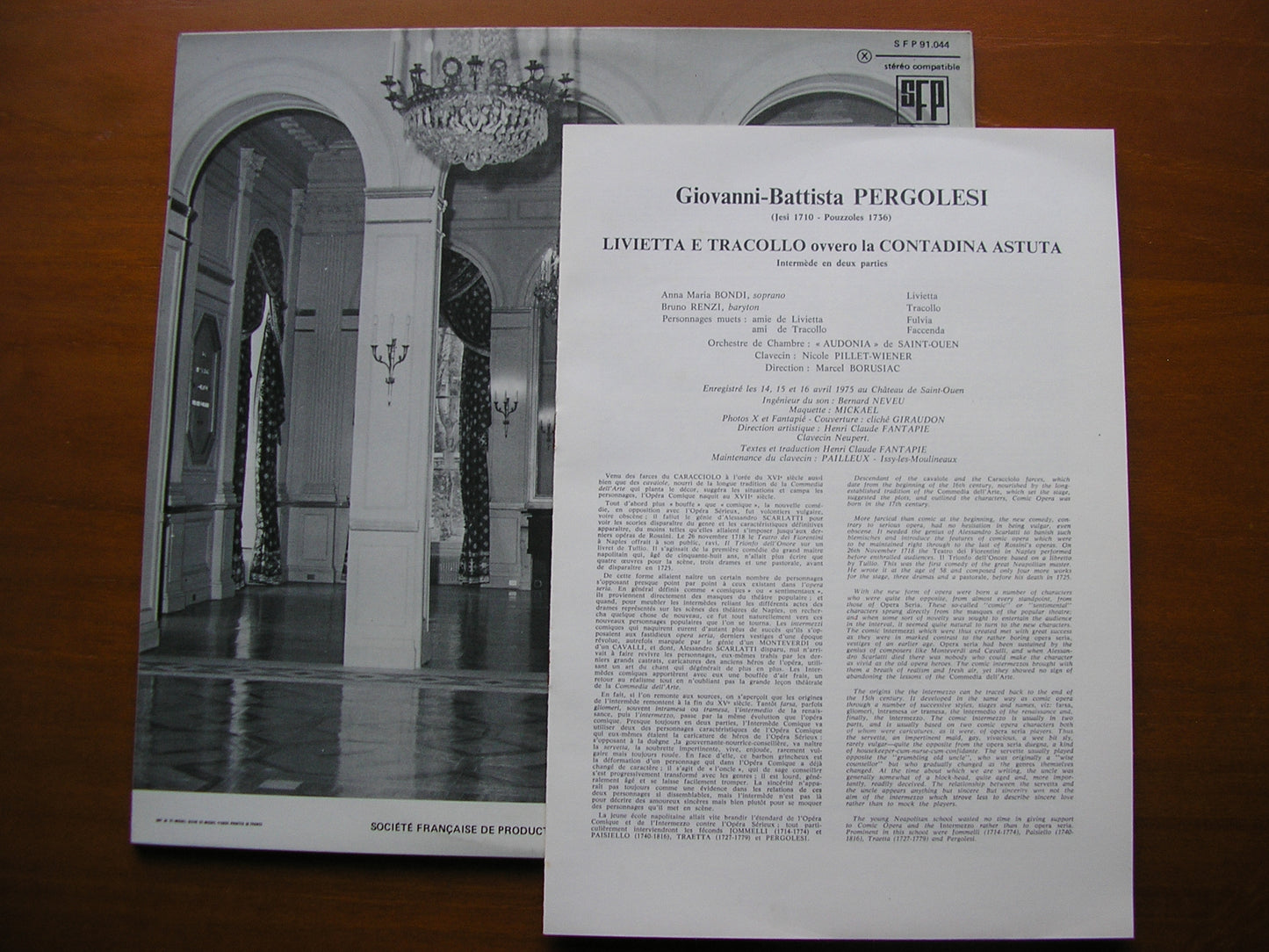 PERGOLESI: LIVIETTA E TRACCOLO      ANNA MARIA BONDI / BRUNO RENZI / AUDONIA / BORUSIAC     SFP 91 044