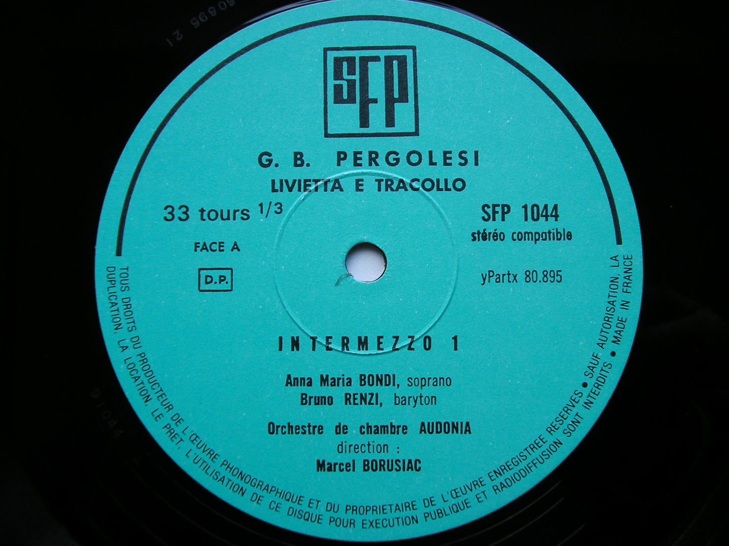 PERGOLESI: LIVIETTA E TRACCOLO      ANNA MARIA BONDI / BRUNO RENZI / AUDONIA / BORUSIAC     SFP 91 044