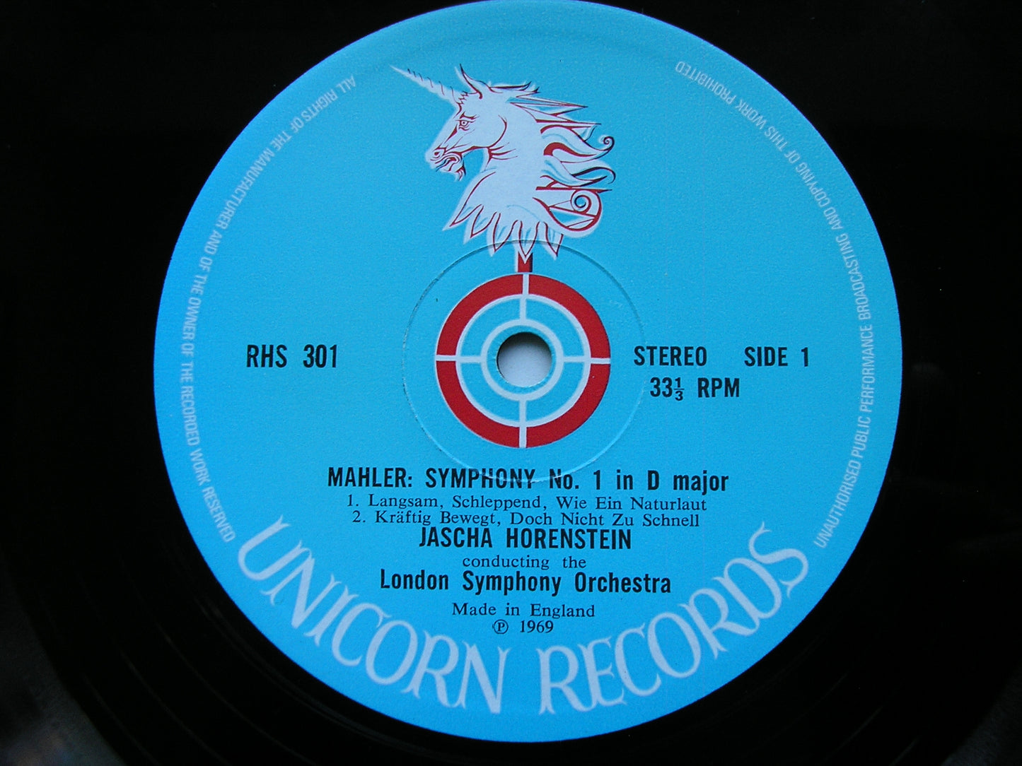 MAHLER: SYMPHONY No. 1      HORENSTEIN / LONDON SYMPHONY    RHS 301