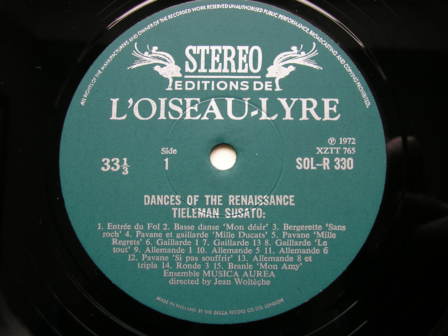 DANCES OF THE RENAISSANCE: SUSATO & PHALESE         ENSEMBLE AUREA / JEAN WOLTECHE       SOL-R 330