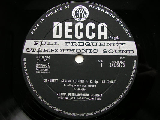SXL 6173 SCHUBERT: STRING QUINTET / STRING TRIO VIENNA PHILHARMONIC QUARTET / HARAND ED2