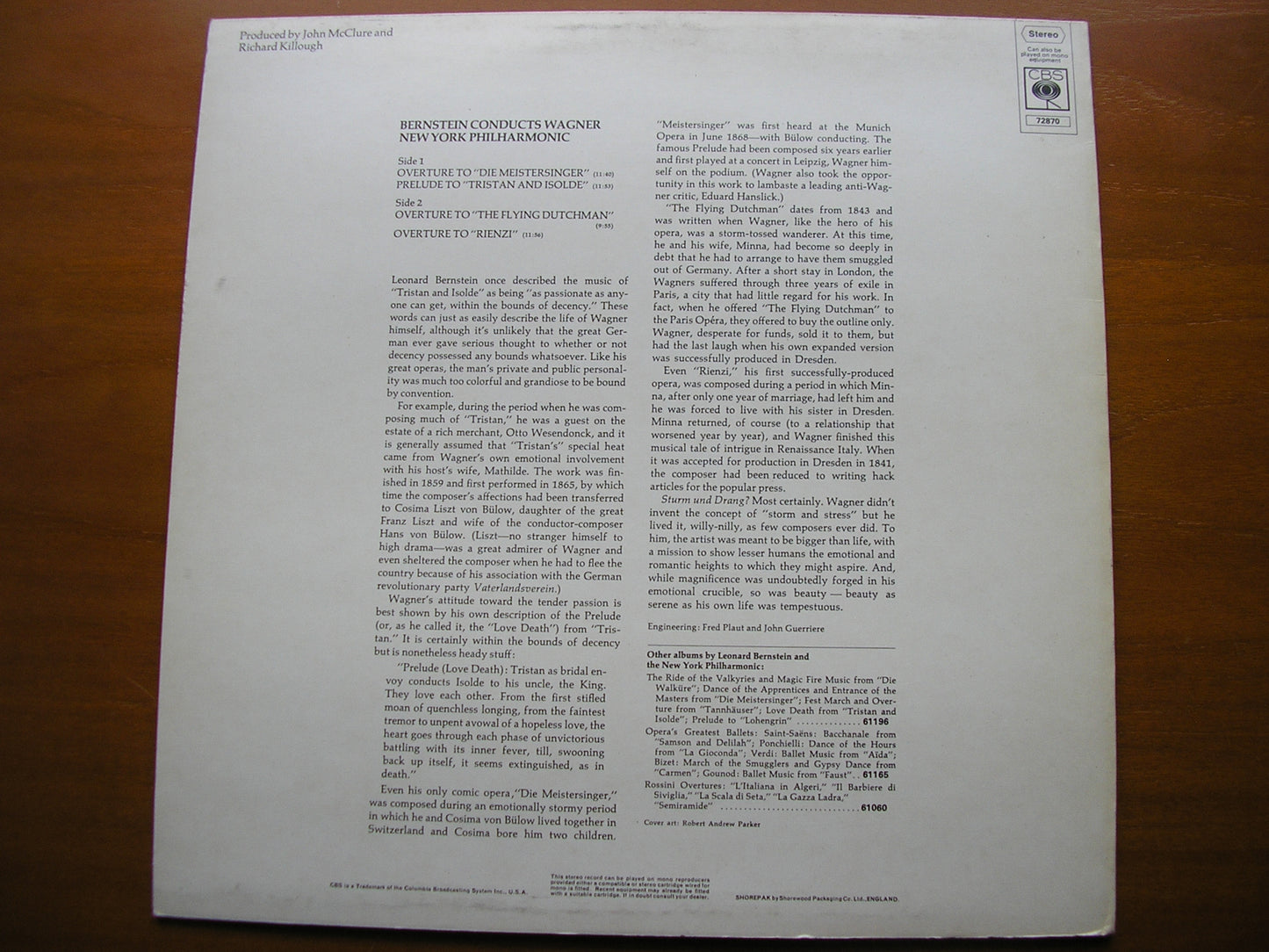 WAGNER: ORCHESTRAL MUSIC      BERNSTEIN / NEW YORK PHILHARMONIC     72870
