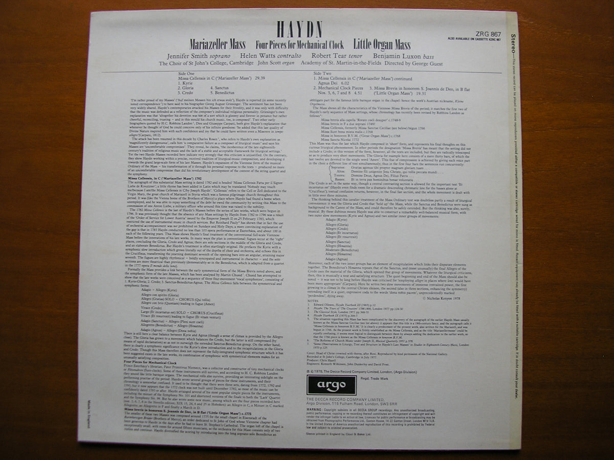 HAYDN: MARIAZELLER MASS / LITTLE ORGAN MASS / FOUR PIECES SOLOISTS / CHOIR / ASMIF / GUEST ZRG 867