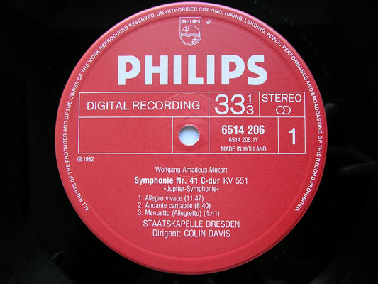 MOZART: SYMPHONIES Nos. 29 & 41 'Jupiter' DAVIS / STAATSKAPELLE DRESDEN 6514 206