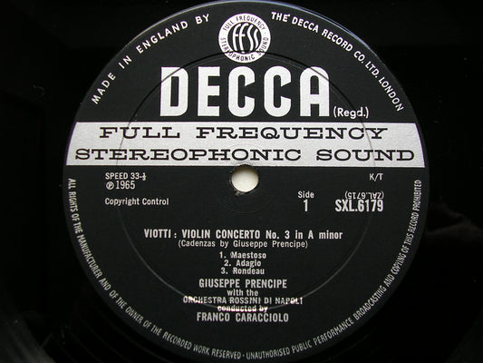 SXL 6179 VIOTTI: VIOLIN CONCERTO / BOCCHERINI: SYMPHONY in C PRENCIPE / ROSSINI ORCHESTRA OF NAPLES / CARACCIOLO ED2