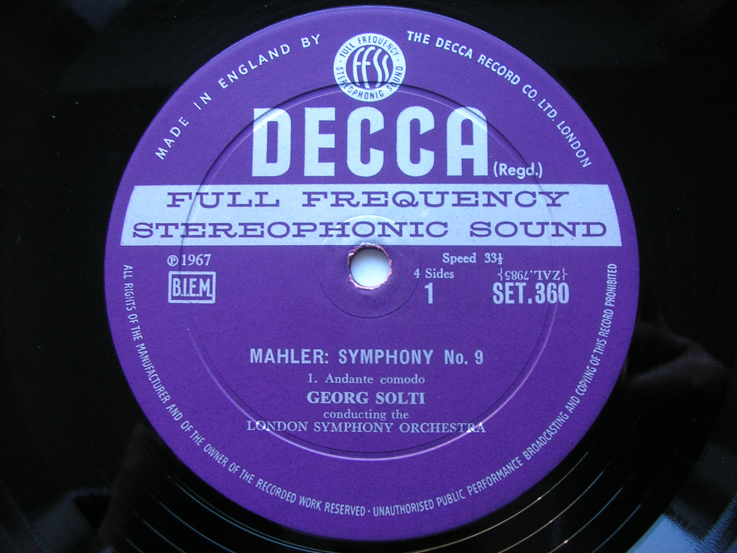 MAHLER: SYMPHONY No. 9 SOLTI / LONDON SYMPHONY SET 360 / 1