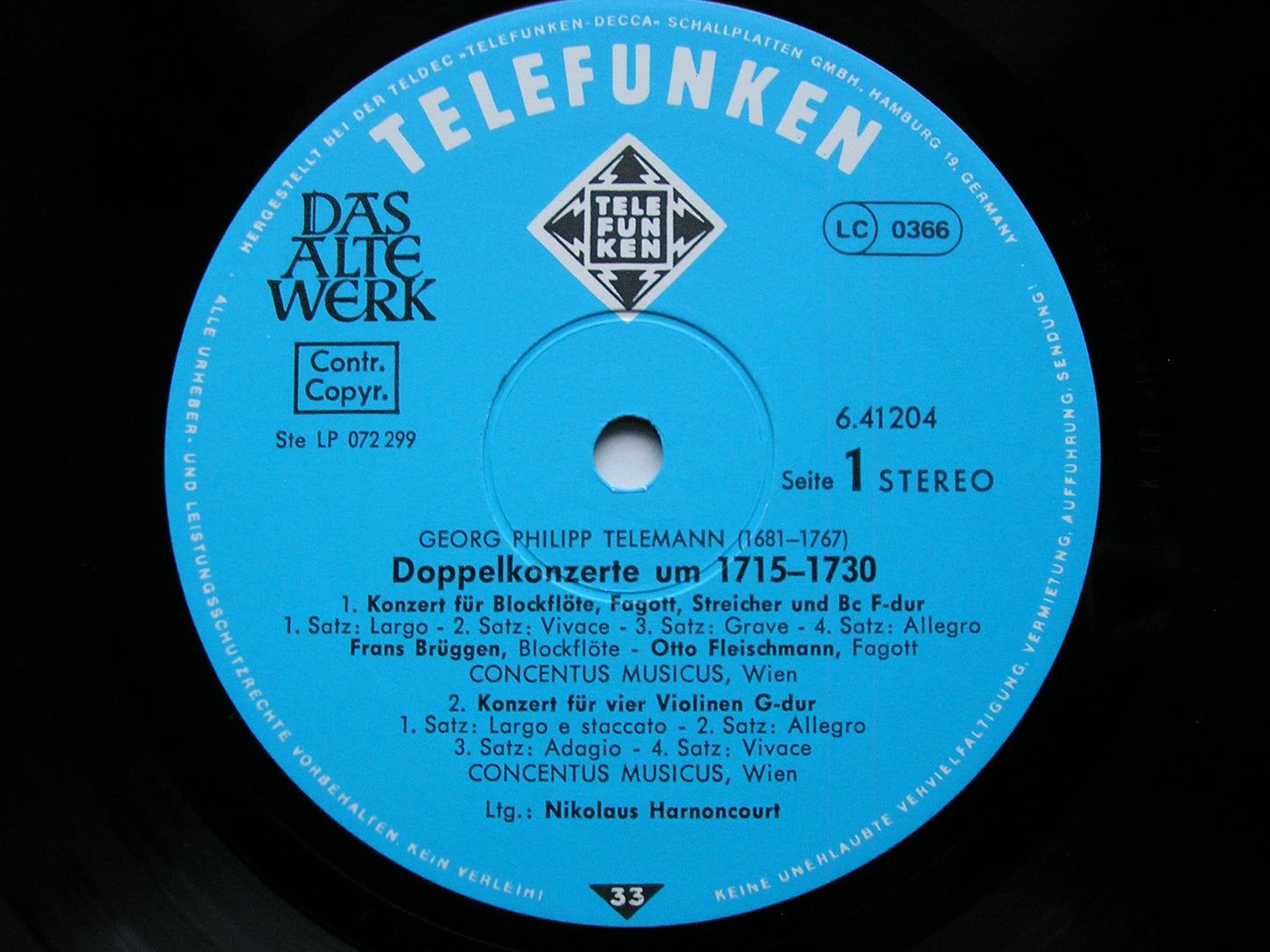 TELEMANN: DOUBLE CONCERTOS 1715 - 1730     CONCENTUS MUSICUS WIEN / HARNONCOURT     6.41204