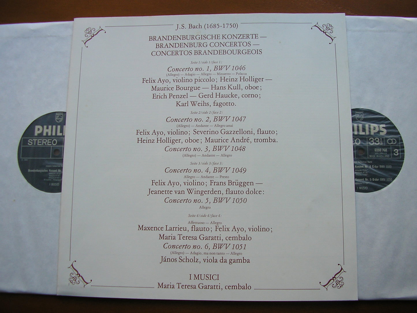 BACH: THE BRANDENBURG CONCERTOS    I MUSICI     2 LP   6747 434