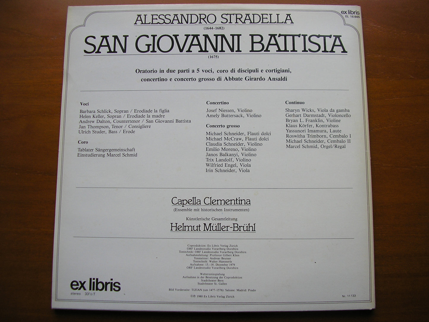 STRADELLA: SAN GIOVANNI BATTISTA    SOLOISTS / CAPELLA CLEMENTINA / MULLER-BRUHL    2LP     EL 16845