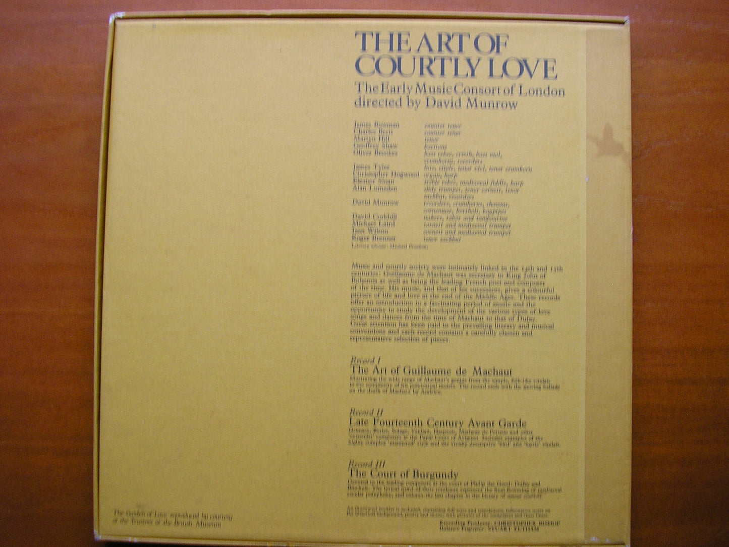 THE ART OF COURTY LOVE:  MUSIC OF THE MIDDLE AGES     DAVID MUNROW / THE EARLY MUSIC CONSORT OF LONDON    3LP    SLS 863