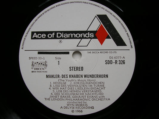 MAHLER: DES KNABEN WUNDERHORN     BAKER / EVANS / LONDON PHILHARMONIC / MORRIS      SDD-R 326