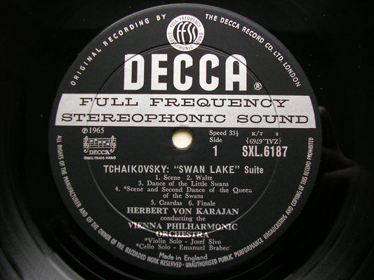 SXL 6187 TCHAIKOVSKY: SWAN LAKE Suite / SLEEPING BEAUTY Suite KARAJAN / VIENNA PHILHARMONIC ED1