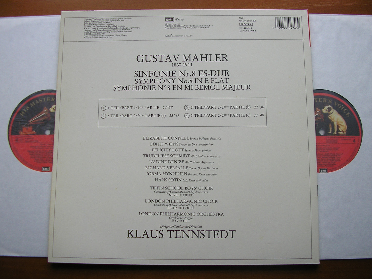 MAHLER: SYMPHONY No. 8 SOLOISTS / LONDON PHILHARMONIC ORCHESTRA / TENNSTEDT 27 0474