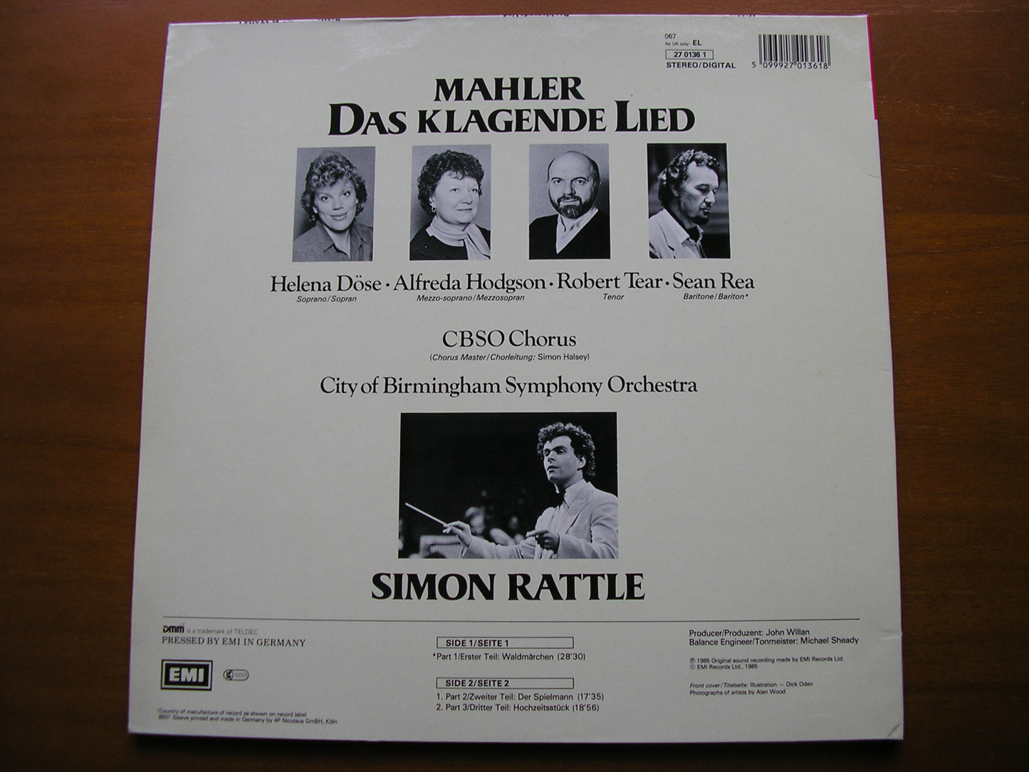 MAHLER: DAS KLAGENDE LIED       SOLOISTS / CITY OF BIRMINGHAM SYMPHONY / RATTLE     27 0136
