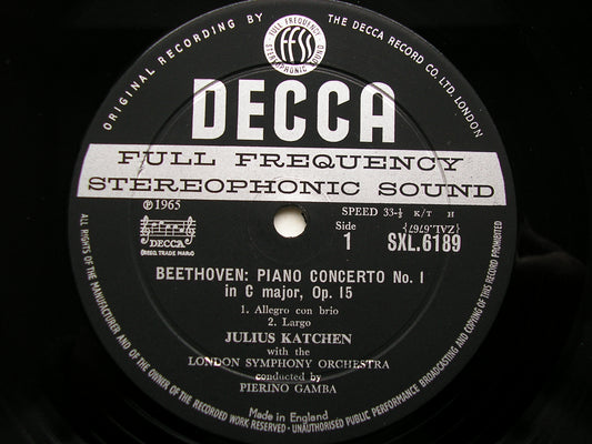 SXL 6189 BEETHOVEN: PIANO CONCERTO No. 1 / CHORAL FANTASIA KATCHEN / LONDON SYMPHONY / GAMBA ED1