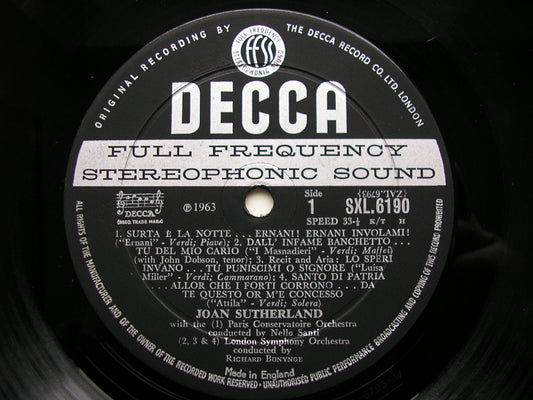 SXL 6190 SUTHERLAND SINGS VERDI BONYNGE / SANTI / PRITCHARD / MOLINARI-PRADELLI ED1