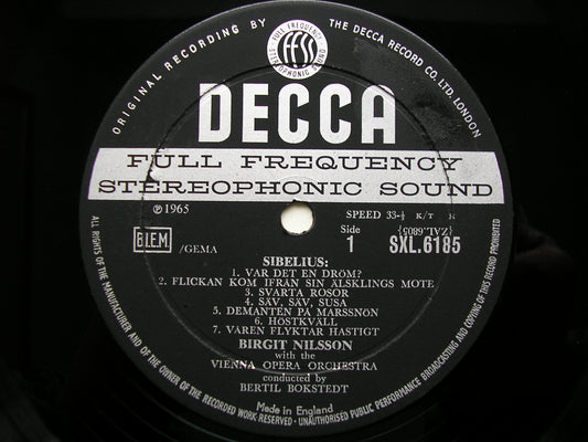 SXL 6185 SIBELIUS / GRIEG / RANGSTROM: SONGS BIRGIT NILSSON / VIENNA OPERA ORCHESTRA / BOKSTEDT ED1