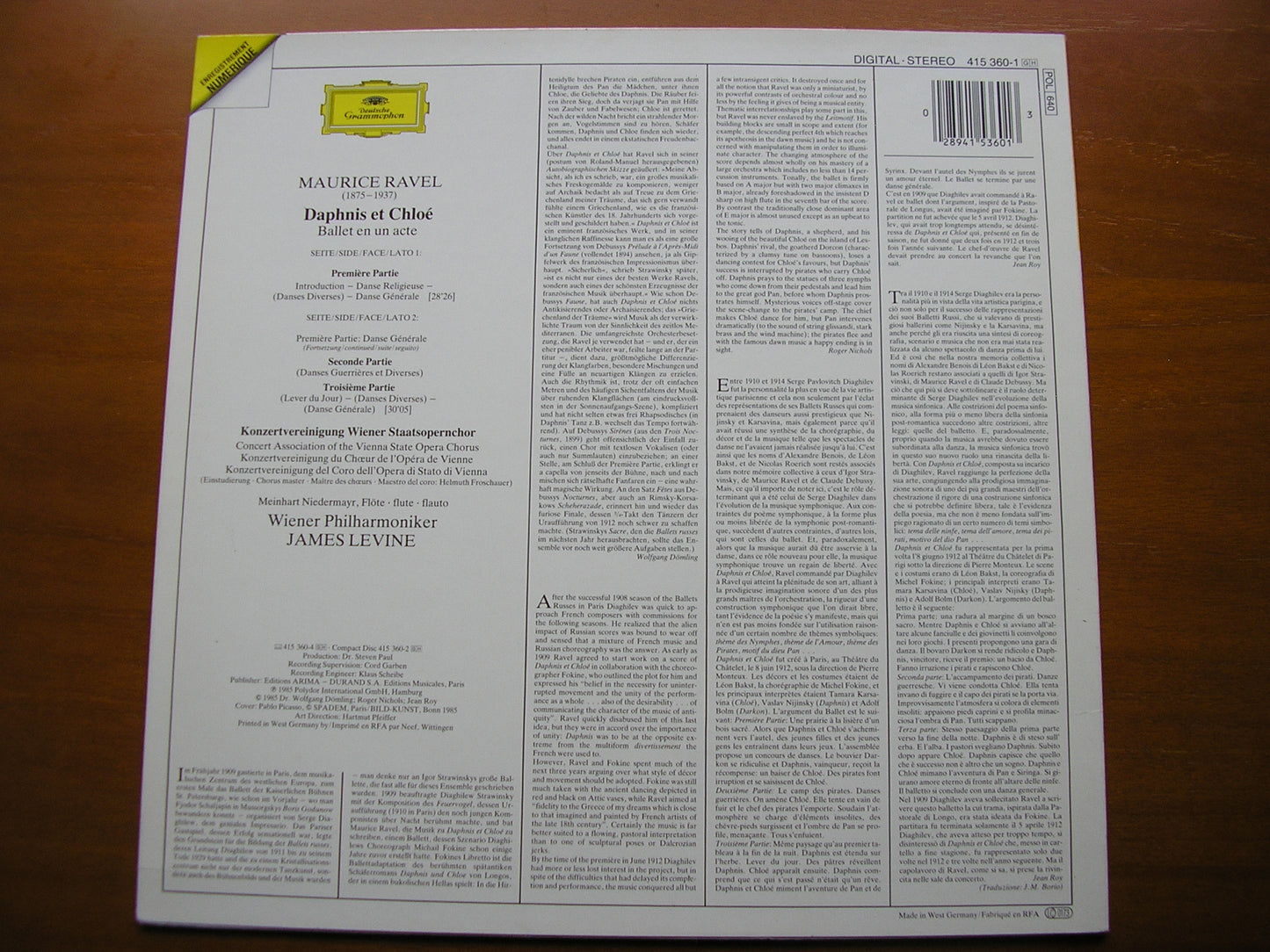 RAVEL: DAPHNIS & CHLOE     LEVINE / VIENNA PHILHARMONIC     415 360