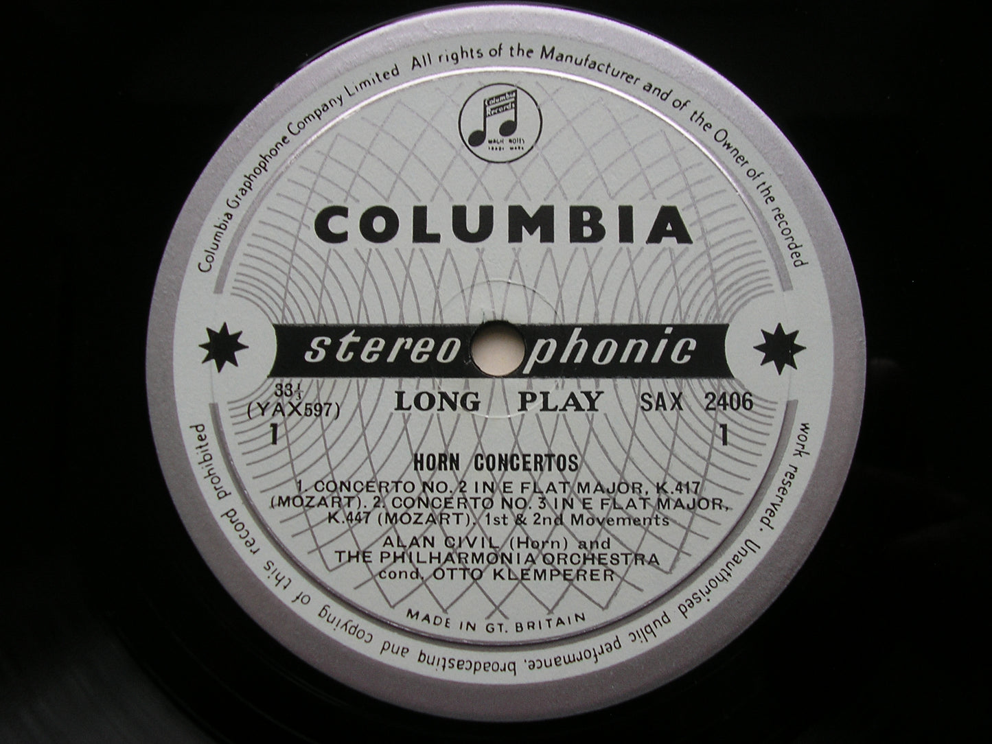 MOZART: HORN CONCERTOS  ALAN CIVIL / PHILHARMONIA / KLEMPERER SAX 2406