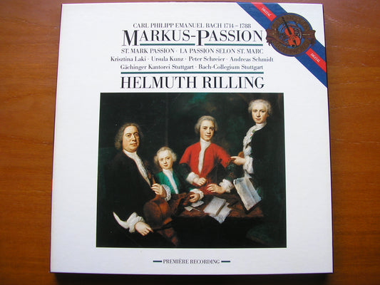 BACH, CARL PHILIPP EMANUEL: St. MARK PASSION     LAKI / KUNZ / SCHREIER / SCHMIDT / BACH-COLLEGIUM STUTTGART / RILLING    2LP     12M 42511