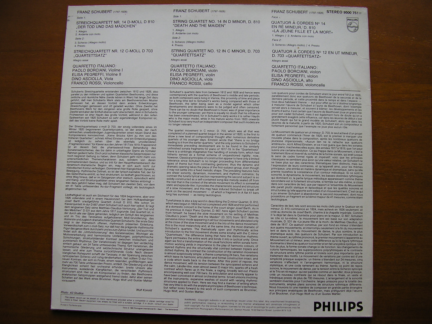 SCHUBERT: STRING QUARTET 'Death & The Maiden' / QUARTETTSATZ 9500 751