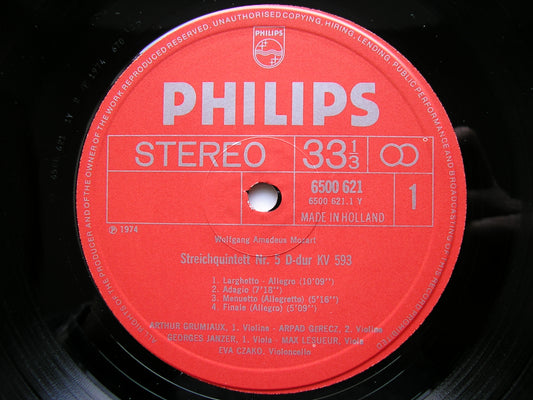 MOZART: STRING QUINTETS Nos. 5 & 6 GRUMIAUX TRIO / GERECZ / LESUEUR 6500 621